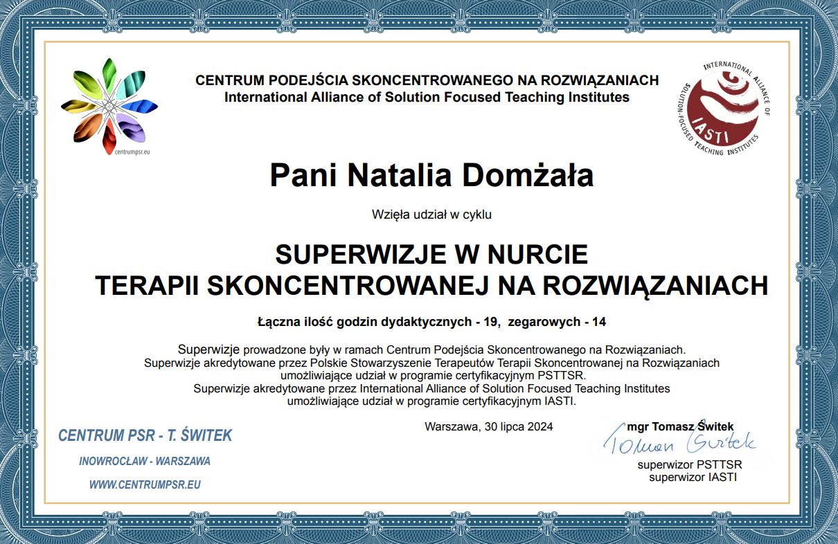 Superwizje w nurcie terapii Skoncentrowanej na Rozwiązaniach